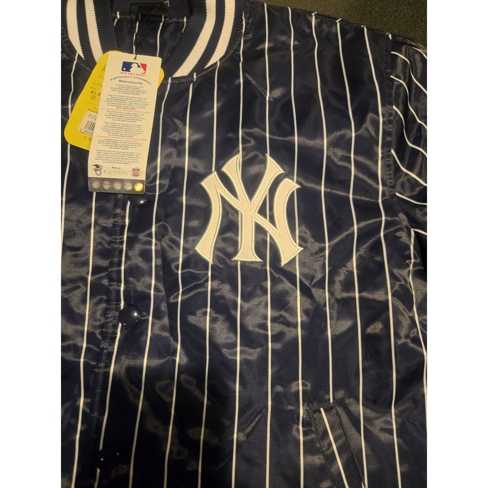 Vintage Majestic New York Yankees Japan Exclusive Satin Pinstripe Jacket XL NWT - Picture 2 of 16